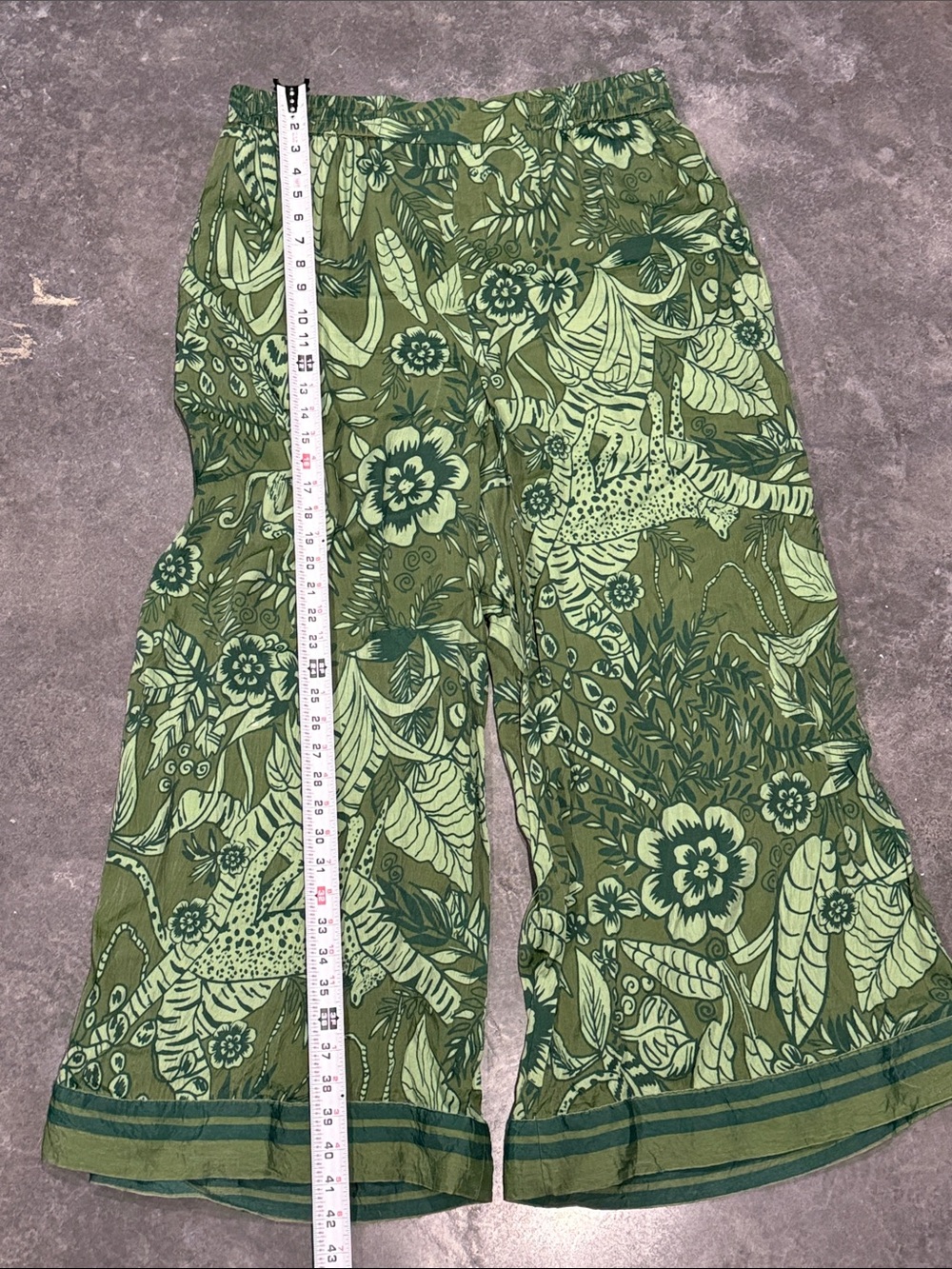 Farm rio deep Green Floral Jungle tiger Print Wide-Leg Bottoms - Picture 4 of 11